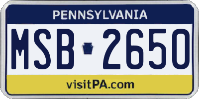 PA license plate MSB2650