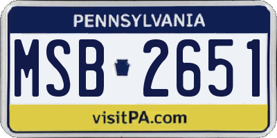 PA license plate MSB2651