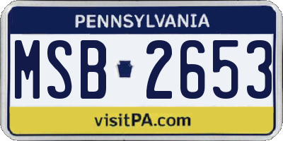 PA license plate MSB2653