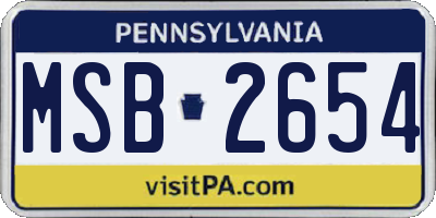 PA license plate MSB2654