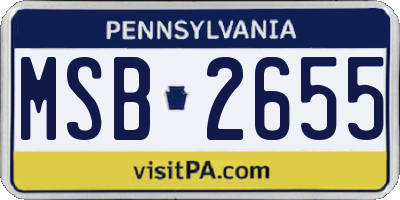PA license plate MSB2655