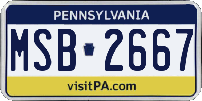 PA license plate MSB2667