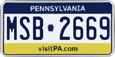 PA license plate MSB2669