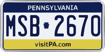 PA license plate MSB2670