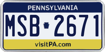 PA license plate MSB2671