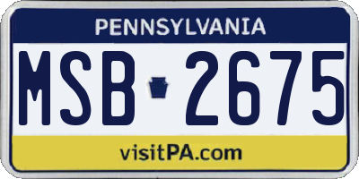 PA license plate MSB2675