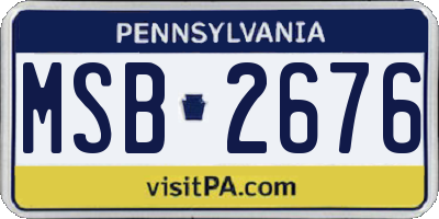 PA license plate MSB2676