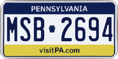 PA license plate MSB2694