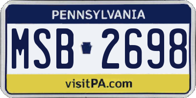 PA license plate MSB2698