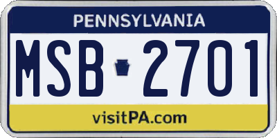 PA license plate MSB2701
