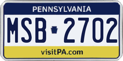 PA license plate MSB2702
