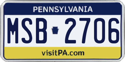 PA license plate MSB2706