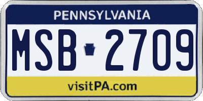 PA license plate MSB2709