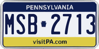 PA license plate MSB2713