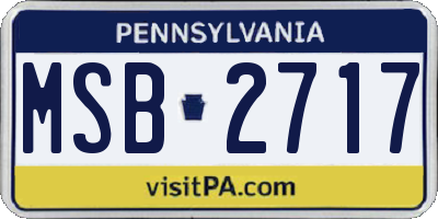 PA license plate MSB2717