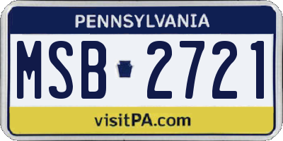 PA license plate MSB2721