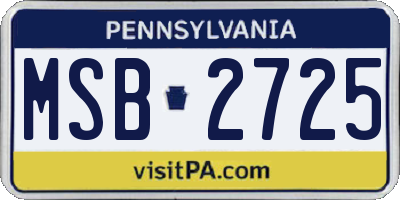 PA license plate MSB2725