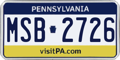 PA license plate MSB2726
