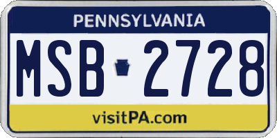 PA license plate MSB2728