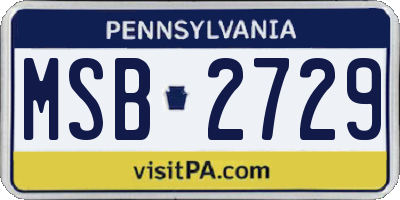PA license plate MSB2729
