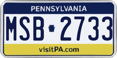 PA license plate MSB2733