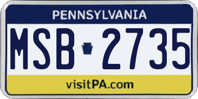PA license plate MSB2735