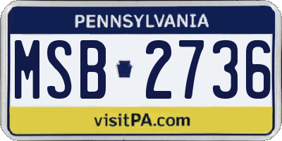 PA license plate MSB2736