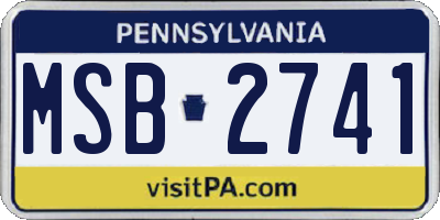 PA license plate MSB2741
