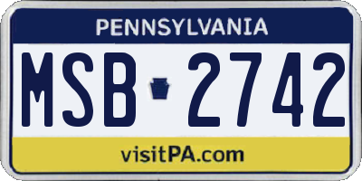 PA license plate MSB2742