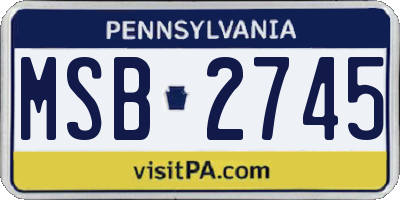 PA license plate MSB2745