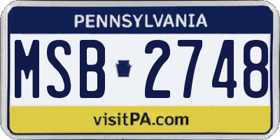 PA license plate MSB2748