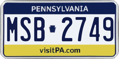 PA license plate MSB2749