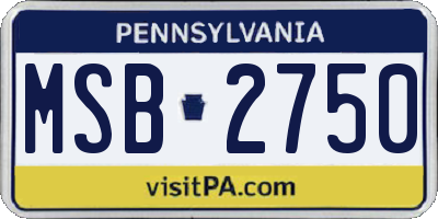 PA license plate MSB2750