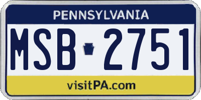 PA license plate MSB2751