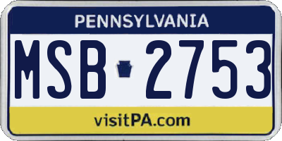 PA license plate MSB2753