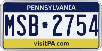 PA license plate MSB2754