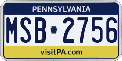 PA license plate MSB2756