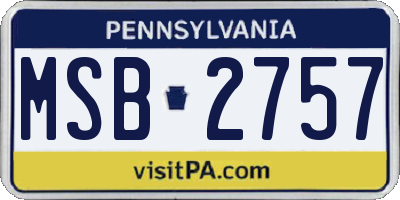 PA license plate MSB2757