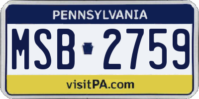 PA license plate MSB2759