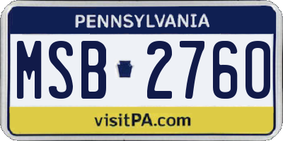 PA license plate MSB2760