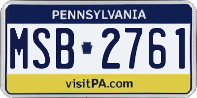 PA license plate MSB2761