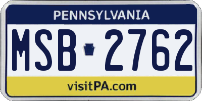 PA license plate MSB2762