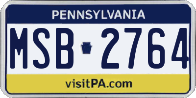 PA license plate MSB2764