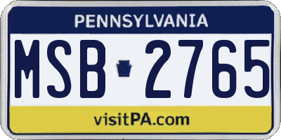 PA license plate MSB2765