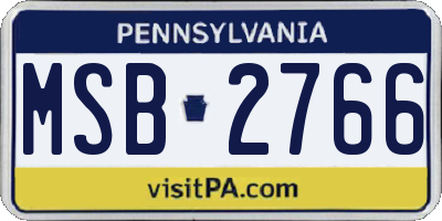 PA license plate MSB2766
