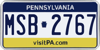 PA license plate MSB2767