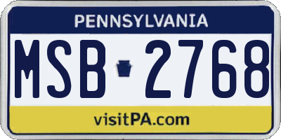 PA license plate MSB2768