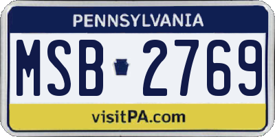 PA license plate MSB2769