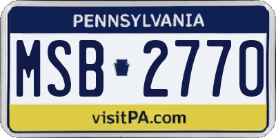 PA license plate MSB2770