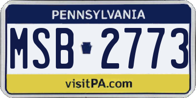 PA license plate MSB2773